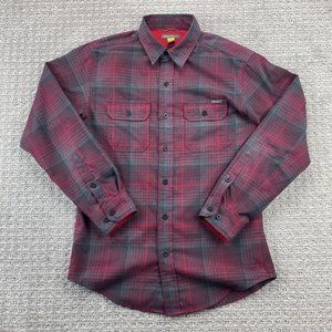 Eddie Bauer Shirt Men Small S Red Green Plaid Button Up Long Sleeve Casual